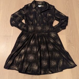 Black and Gold Long Sleeve Dress